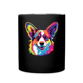 Aquarelle colorée Pembroke Welsh Corgi - Mug uni - noir - Devant
