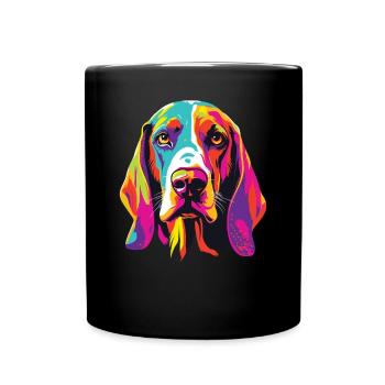 Watercolor Colorful Treeing Walker Coonhound - Full Colour Mug - black - Front