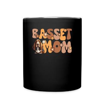 Basset Hound Groovy Basset Mom - Full Colour Mug - black - Front