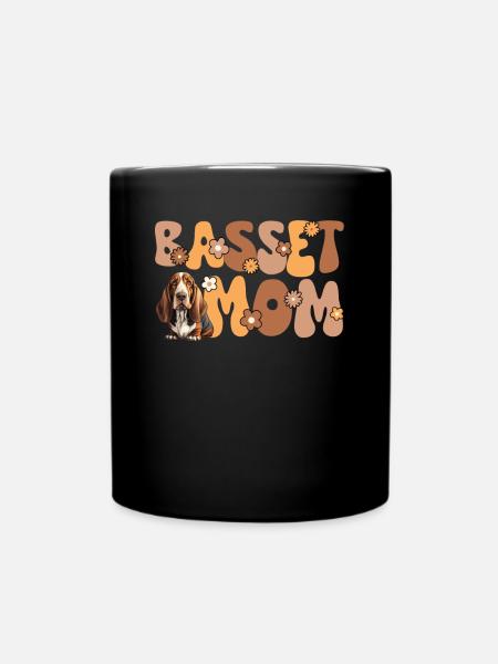 Basset Hound Groovy Basset Mom - Tasse einfarbig - Schwarz