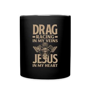 Lustiges Autorennen Auto Rennen Geschenk - Tasse einfarbig - Schwarz - Vorne