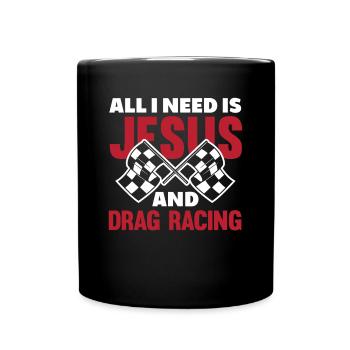 Lustiges Autorennen Auto Rennen Geschenk - Tasse einfarbig - Schwarz - Vorne