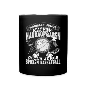 Basketball Basketballer Normale Jungs machen Hausa - Tasse einfarbig - Schwarz - Vorne