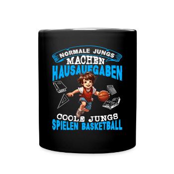 Basketball Basketballer Normale Jungs machen Hausa - Tasse einfarbig - Schwarz - Vorne