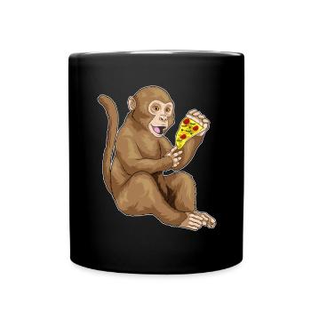 Affe Pizza - Tasse einfarbig - Schwarz - Vorne