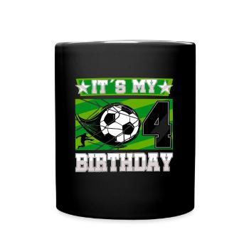 4th birthday Boy Soccer 4 Years Old Gifts - Full Colour Mug - black - Front
