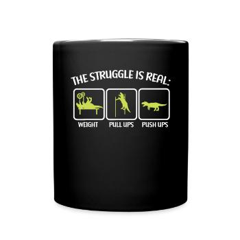 Der Kampf Ist Ein Echtes T-Rex Dinosaurier Fitness - Tasse einfarbig - Schwarz - Vorne
