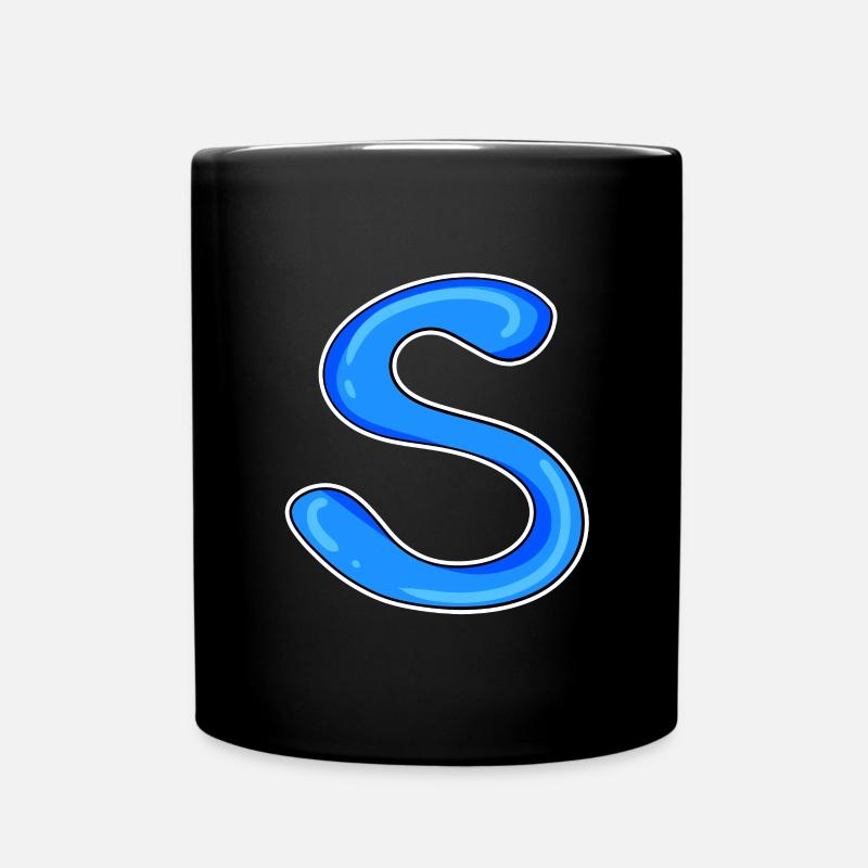 Buchstabe S Anfangsbuchstabe - Tasse einfarbig - Schwarz
