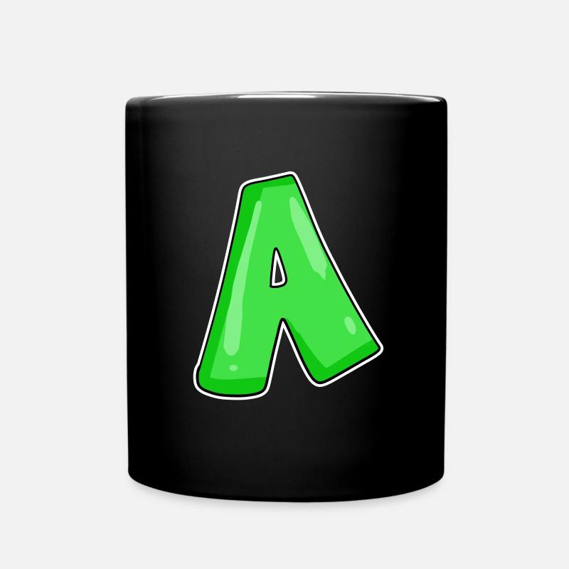 Buchstabe A Anfangsbuchstabe - Tasse einfarbig - Schwarz