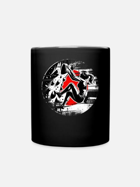 Japan Climber - Woman Boulderer Climbing - Full Colour Mug - black