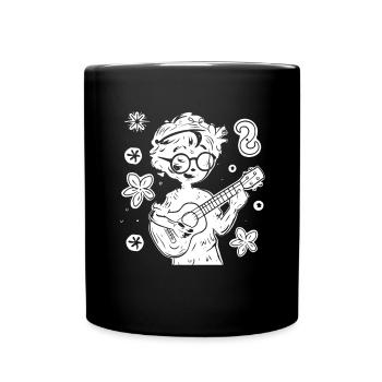 Ukulele Kind Zeichnung - Tasse einfarbig - Schwarz - Vorne