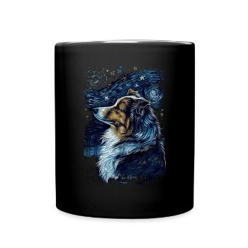 Shetland Shepherd Starry Night - Full Colour Mug - black - Front