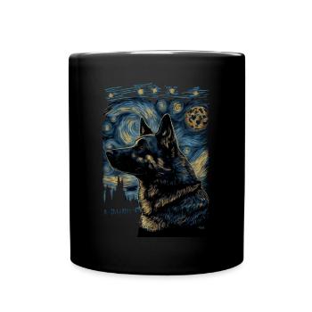 German Shepherd Starry Night - Full Colour Mug - black - Front