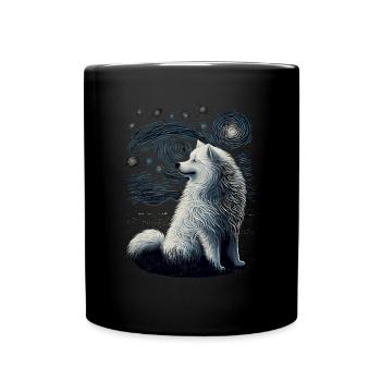 Samoyed Starry Night - Tasse einfarbig - Schwarz - Vorne