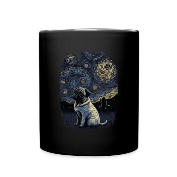 Pug Starry Night - Full Colour Mug - black - Front