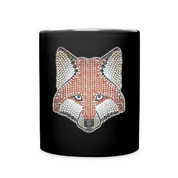 Fuchs Waldtier Design Wildtier Natur Tier - Tasse einfarbig - Schwarz - Vorne
