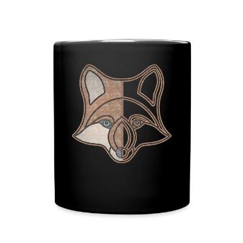 Fuchs Waldtier Design Wildtier Natur Tier - Tasse einfarbig - Schwarz - Vorne