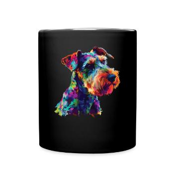 Aquarelle colorée Airedale Terrier - Mug uni - noir - Devant