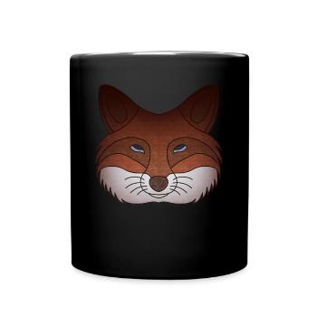 Fuchs Waldtier Design Wildtier Natur Tier - Tasse einfarbig - Schwarz - Vorne