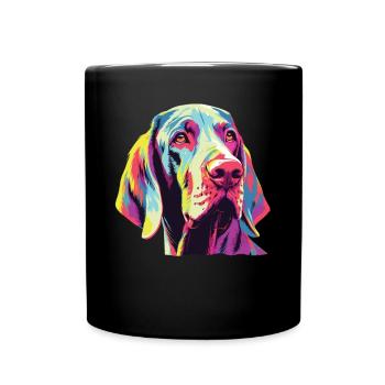 Aquarelle colorée Bracco Italiano - Mug uni - noir - Devant