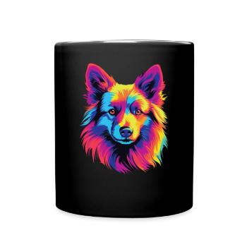 Aquarelle colorée chien islandais - Mug uni - noir - Devant