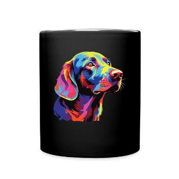 Wasserfarben Farbenfroher Harrier - Tasse einfarbig - Schwarz - Vorne