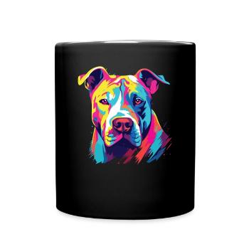 Aquarelle colorée Dogue Argentino - Mug uni - noir - Devant
