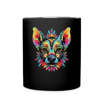 Aquarelle colorée chien nu péruvien - Mug uni - noir - Devant