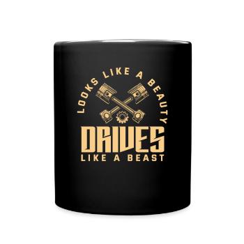 Lustiges Autorennen Auto Rennen Geschenk - Tasse einfarbig - Schwarz - Vorne