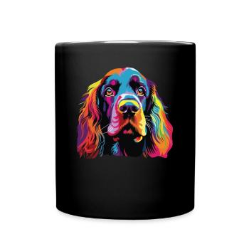Aquarelle colorée Sussex Spaniel - Mug uni - noir - Devant