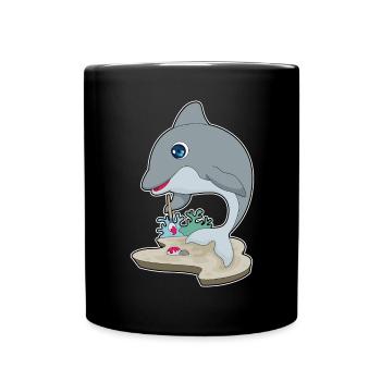 Delfin Maler Pinsel Malen - Tasse einfarbig - Schwarz - Vorne