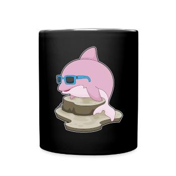 Dolphin Sunglasses - Full Colour Mug - black - Front