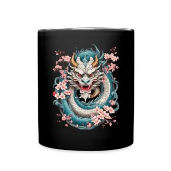 Japanese Dragon Picture Tattoo Aesthetic - Full Colour Mug - black - Front