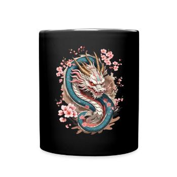 Design esthétique streetwear dragon japonais - Mug uni - noir - Devant