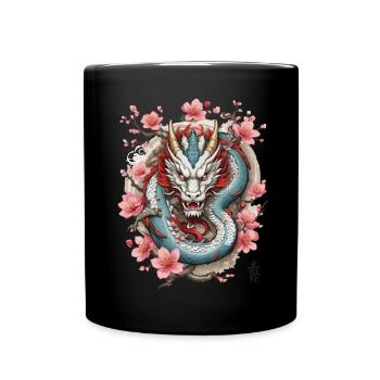 Japanischer Drache Aesthetic Streetwear Design - Tasse einfarbig - Schwarz - Vorne
