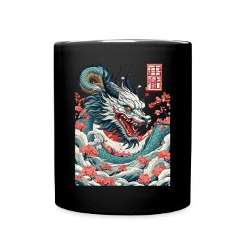 Japanischer Drache Tattoo Aesthetic Streetwear - Tasse einfarbig - Schwarz - Vorne