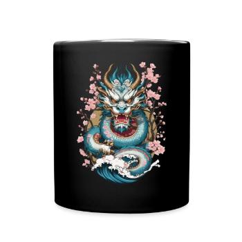 Japanese Dragon Tattoo Aesthetic Streetwear - Full Colour Mug - black - Front