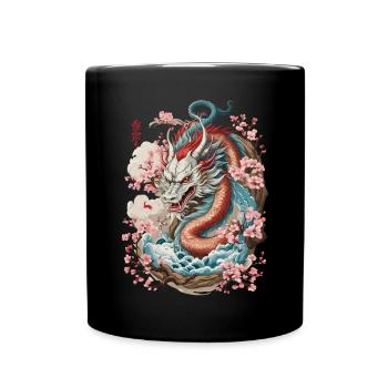 Japanischer Drache Aesthetic Streetwear Design - Tasse einfarbig - Schwarz - Vorne