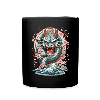Japanischer Drache Tattoo Aesthetic Streetwear - Tasse einfarbig - Schwarz - Vorne