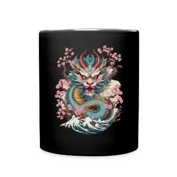 Japanischer Drache Aesthetic Streetwear Design - Tasse einfarbig - Schwarz - Vorne