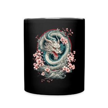 Japanese Dragon Aesthetic Streetwear Design - Full Colour Mug - black - Front
