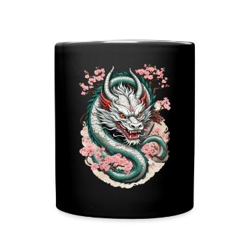 Japanischer Drache Tattoo Aesthetic Streetwear - Tasse einfarbig - Schwarz - Vorne