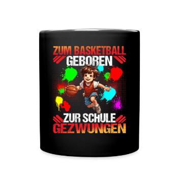 Basketball Basketballspieler Zur Schule gezwungen - Tasse einfarbig - Schwarz - Vorne