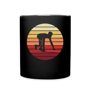 Sprintstart Sonnenuntergang Leichtathletik - Tasse einfarbig - Schwarz - Vorne
