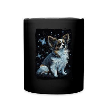 Papillon Hund Starry Night - Tasse einfarbig - Schwarz - Vorne