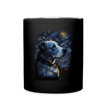 Pitbull Dog Starry Night - Full Colour Mug - black - Front
