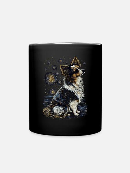 Papillon Hund Starry Night - Tasse einfarbig - Schwarz