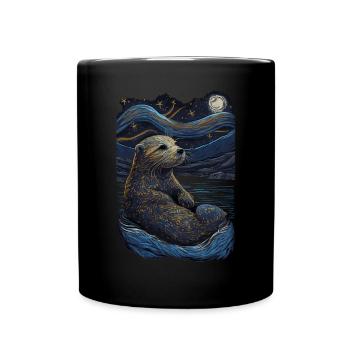 Otter Starry Night - Tasse einfarbig - Schwarz - Vorne