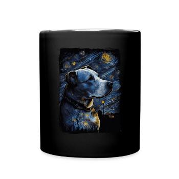 Pitbull Dog Starry Night - Full Colour Mug - black - Front