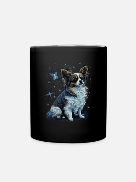 Papillon Hund Starry Night - Tasse einfarbig - Schwarz